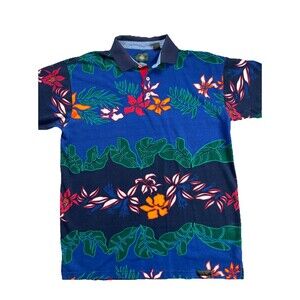 Vtg Johnny Lambs Polo Mens Extra Large Hawaiian Floral Watercolor Lawyer Italy